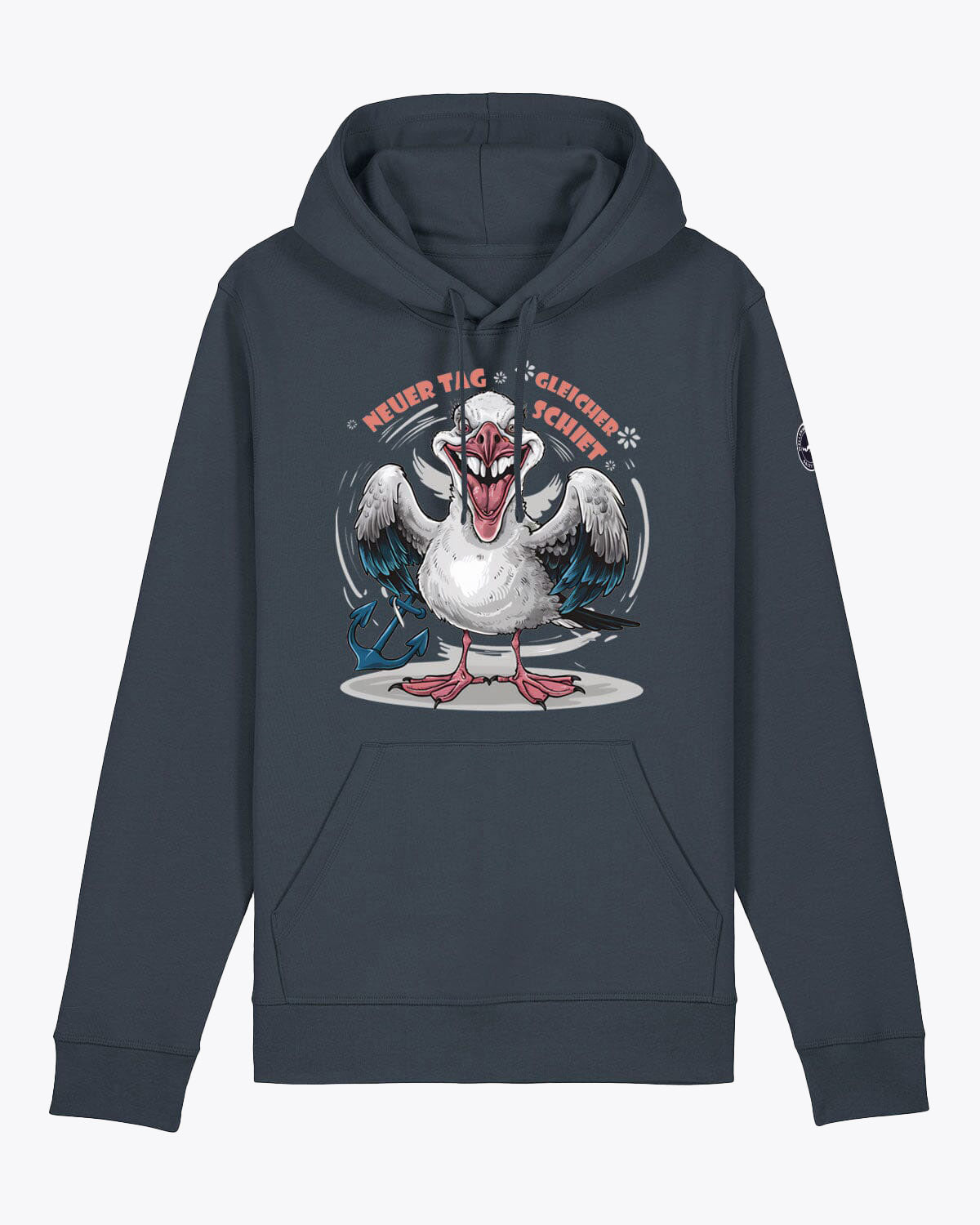 Neuer Tag, gleicher Schiet | Weicher Unisex-Bio Hoodie | Perfekter humorvoller Hoodie für den Segeltörn, kombiniert Komfort und Stil mit maritimem Touch. | EMSTSU168 |IndiaInkGrey XS