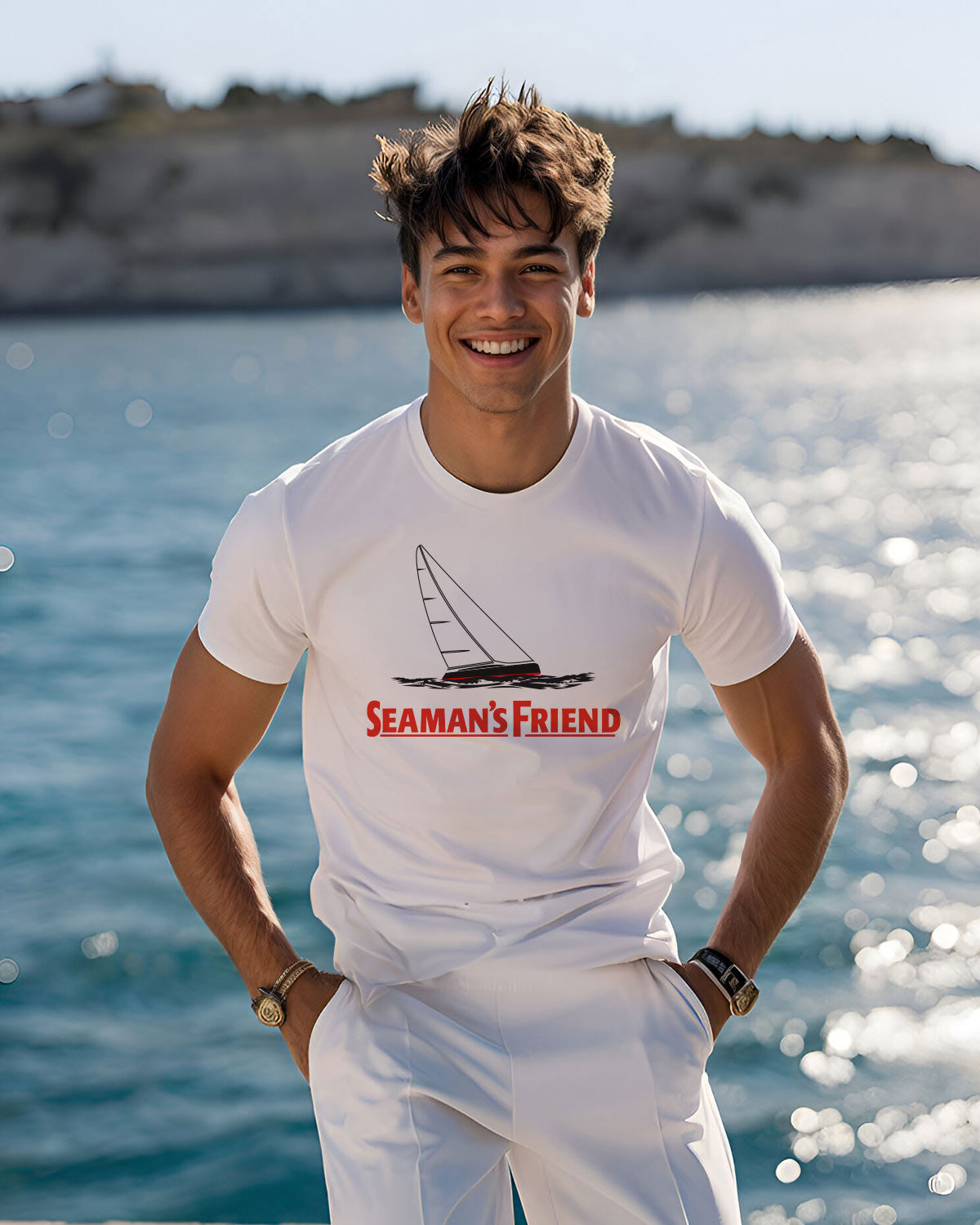 Seamans friend | Weiches Unisex-Bio T-shirt | Lustiges T-Shirt mit witzigem Spruch | EM_STTU170 Crafter | XS White
