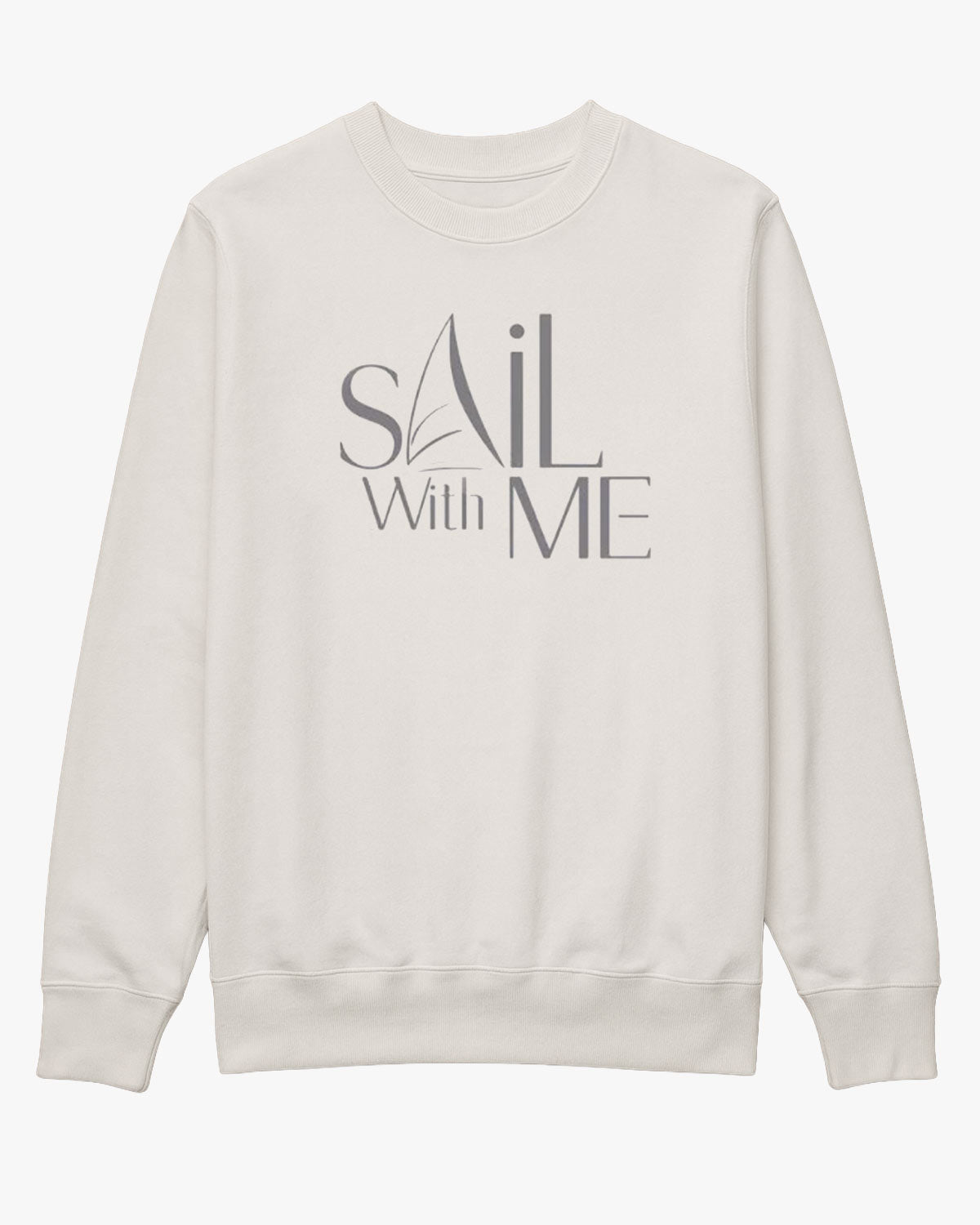 Weicher Bio-Damen Pullover für Segler mit dem Aufdruck sail with me | wellenwind.de | white
