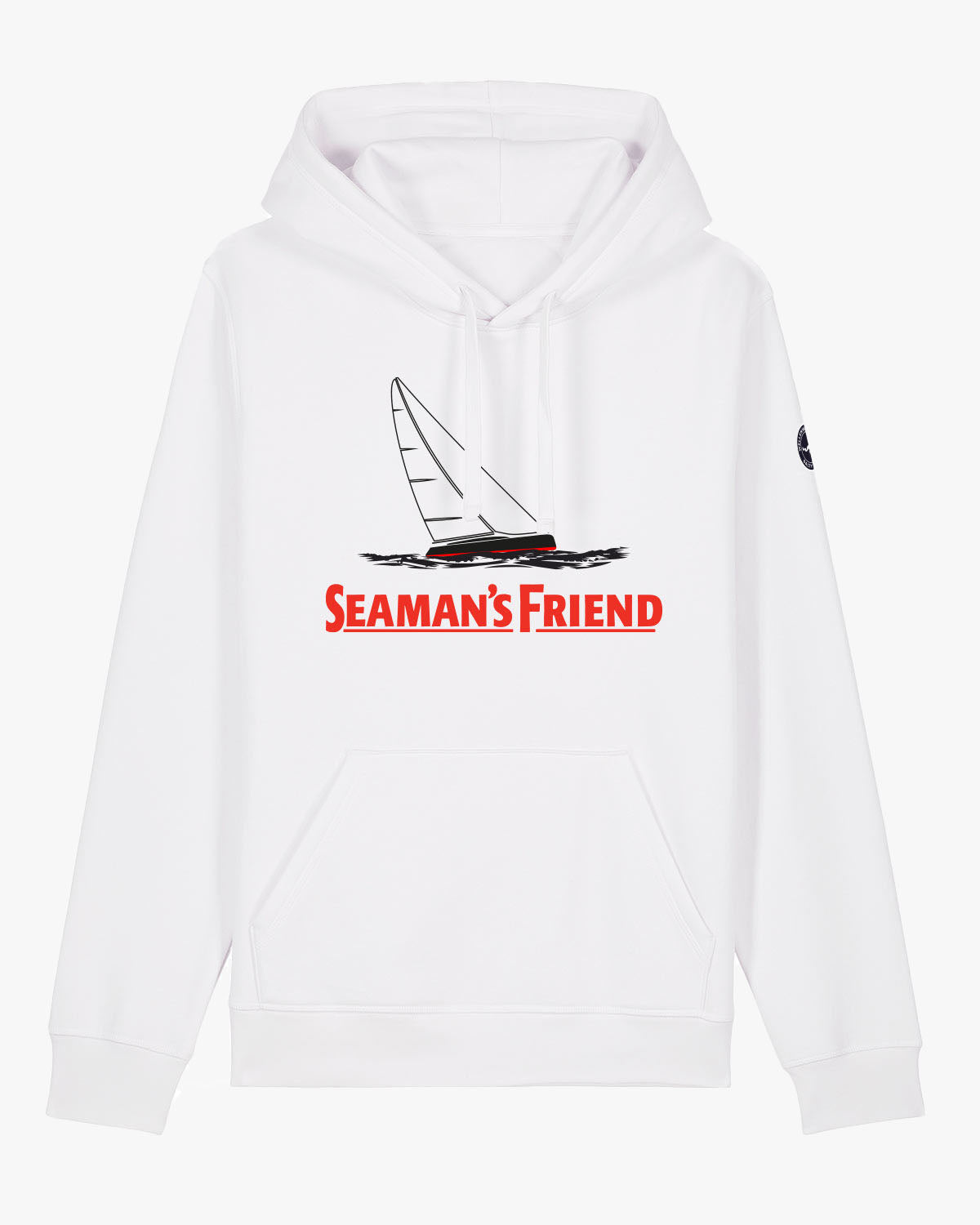 Seamans Friend | Weicher Unisex-Bio Hoodie | Perfekter humorvoller Hoodie für den Segeltörn, kombiniert Komfort und Stil mit maritimem Touch. | EMSTSU168 | XS White