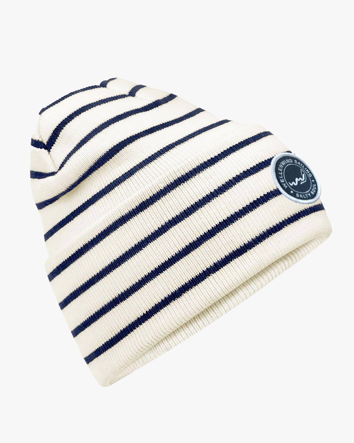 Striped Beanie EM_CB39R EM SoftwhiteFrenchNavy