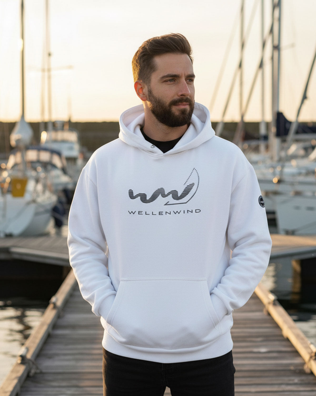 Wellenwind Sailing | weicher Unisex Style Hoodie - EM_BY162 | white