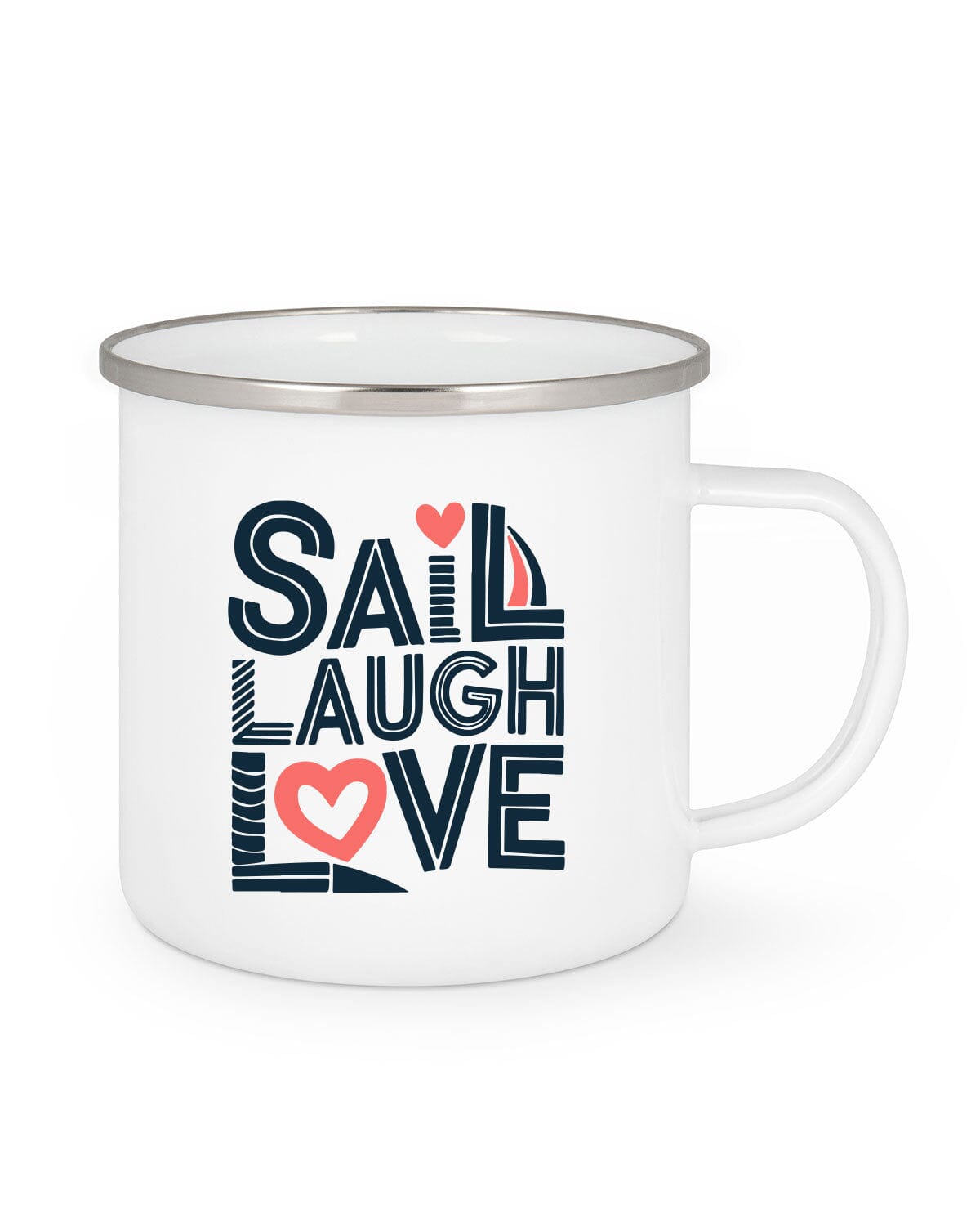 Tasse Sail Laugh Love EM_Emaille Tasse EM White 300 ml