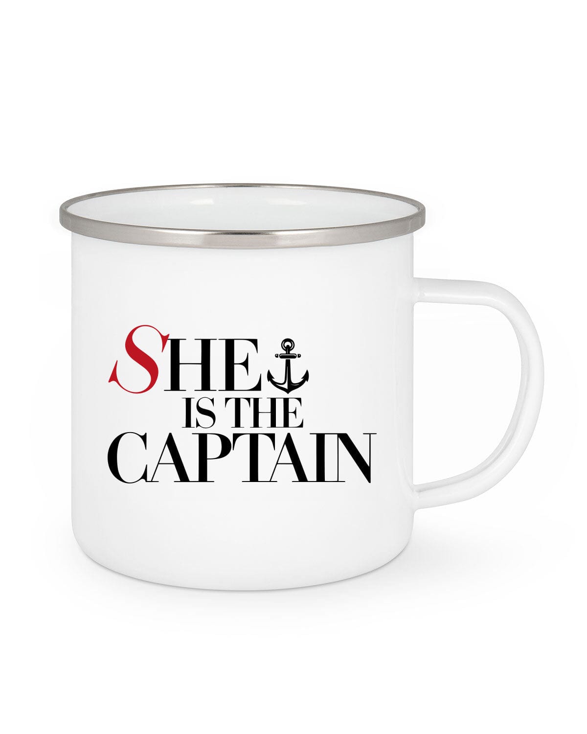 Tasse She is the captain EM_Emaille Tasse EM White 300 ml