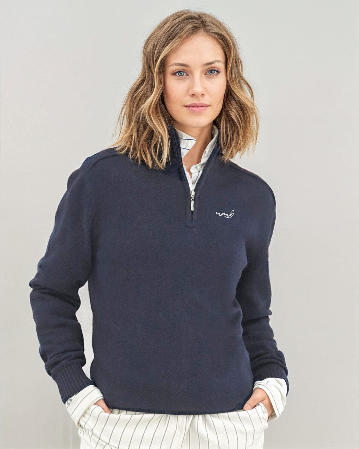 weicher Damen Pullover Wellenwind Sailing | Stick Damen 1/4 Zip Pullover EM_EA061 EM