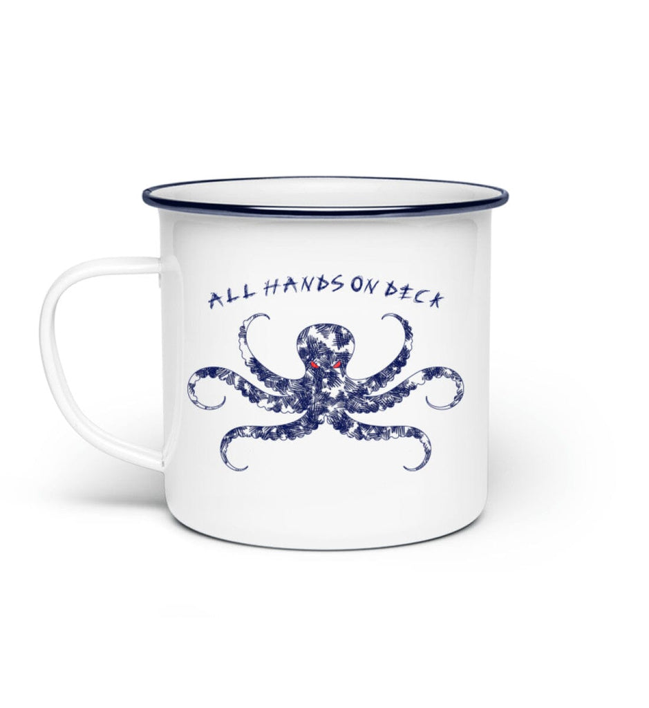 ALL HANDS ON DECK - Emaille Tasse Emaille Tasse Shirtee White Einheitsgröße 