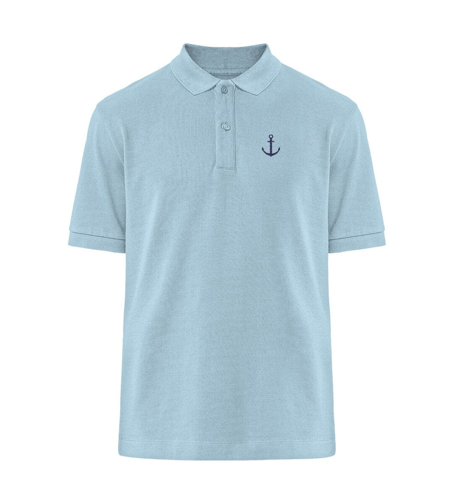 ANKER - Unisex Organic Polo mit Stick Prepster Polo-Shirt ST/ST mit Stick Shirtee Sky Blue XS 