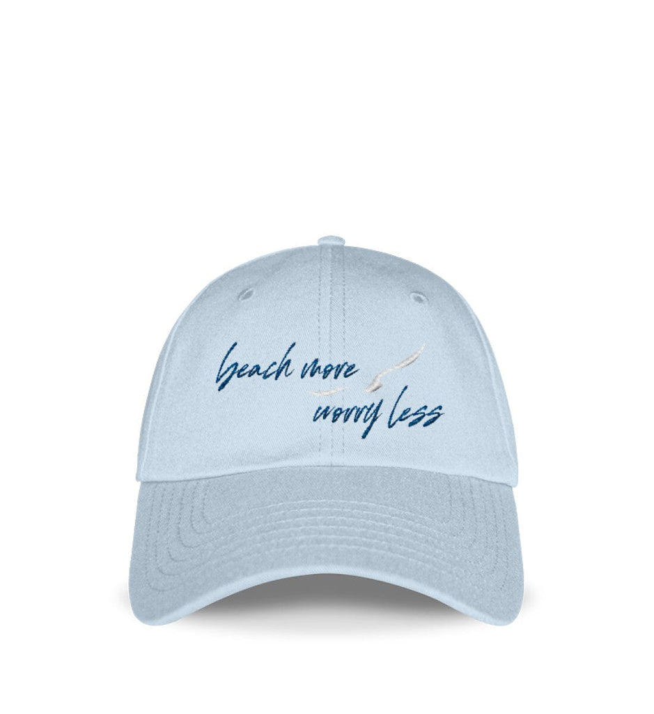 BEACH MORE WORRY LESS - Cap Baseball Cap mit Stickerei Shirtee Pastel Blue Einheitsgröße 