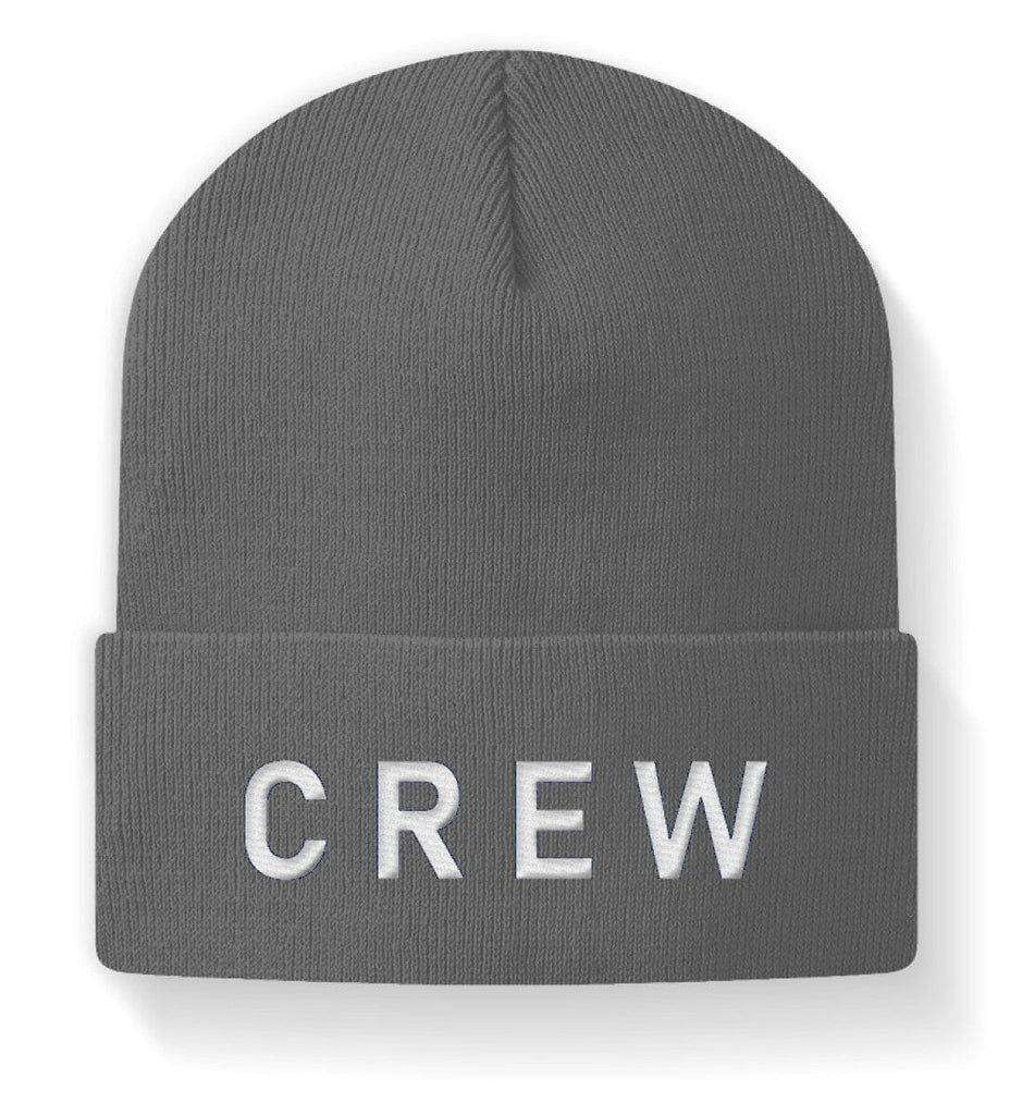 CREW - Beanie Mütze mit Stickerei Shirtee Asphalt Grey M 