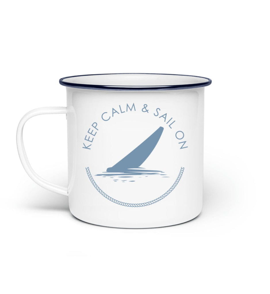 KEEP CALM AND SAIL ON - Emaille Tasse Emaille Tasse Shirtee White Einheitsgröße 