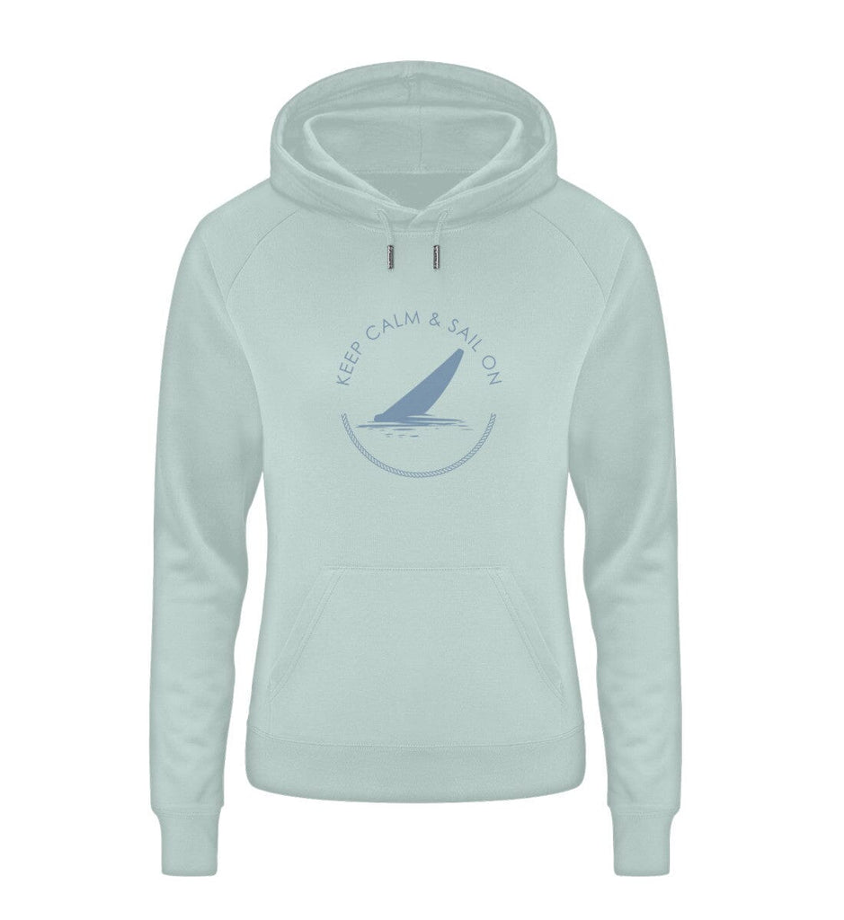 KEEP CALM SAIL ON - Damen Organic Hoodie Trigger Hoodie ST/ST Shirtee Caribbean Blue S 