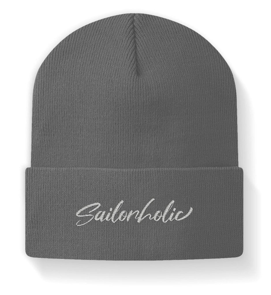 SAILORHOLIC - Beanie Mütze mit Stickerei Shirtee Asphalt Grey M 