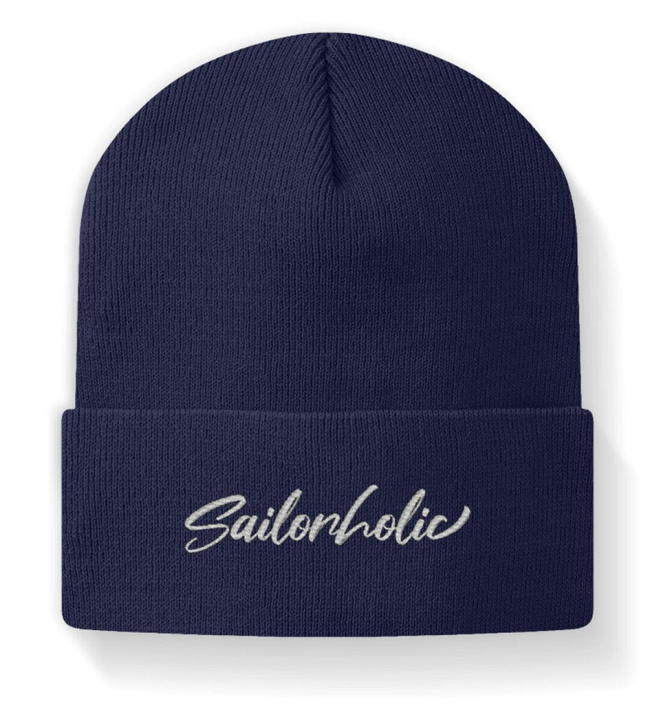 SAILORHOLIC - Beanie Mütze mit Stickerei Shirtee Navy M 