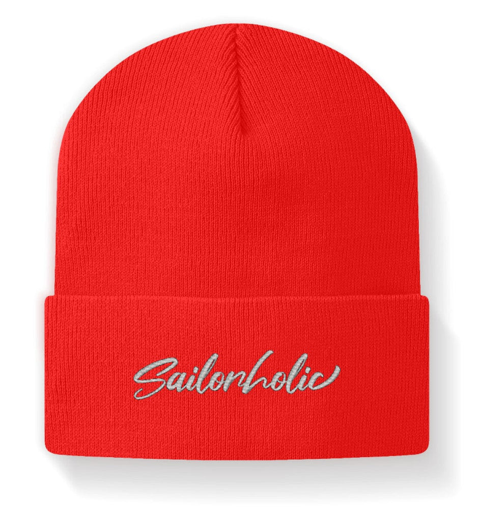 SAILORHOLIC - Beanie Mütze mit Stickerei Shirtee Rubin Red M 