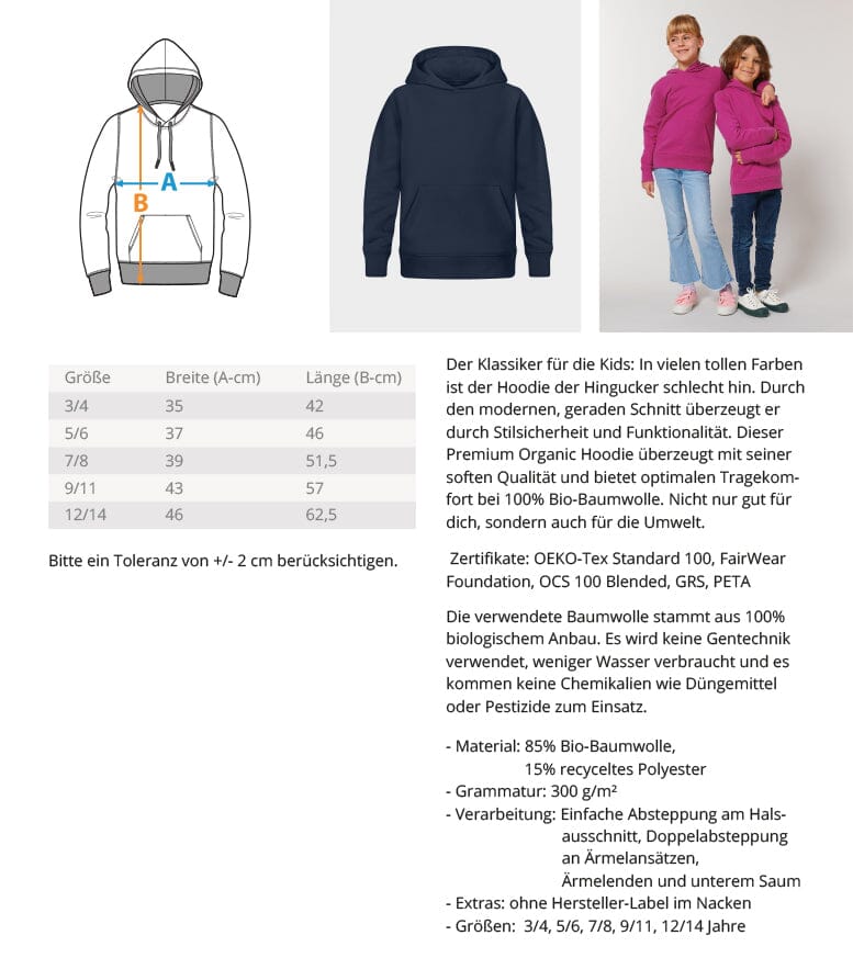 SEI FRECH WIE EINE MÖVE - Kinder Organic Hoodie ST/ST Mini Cruiser Hoodie ST/ST Shirtee 