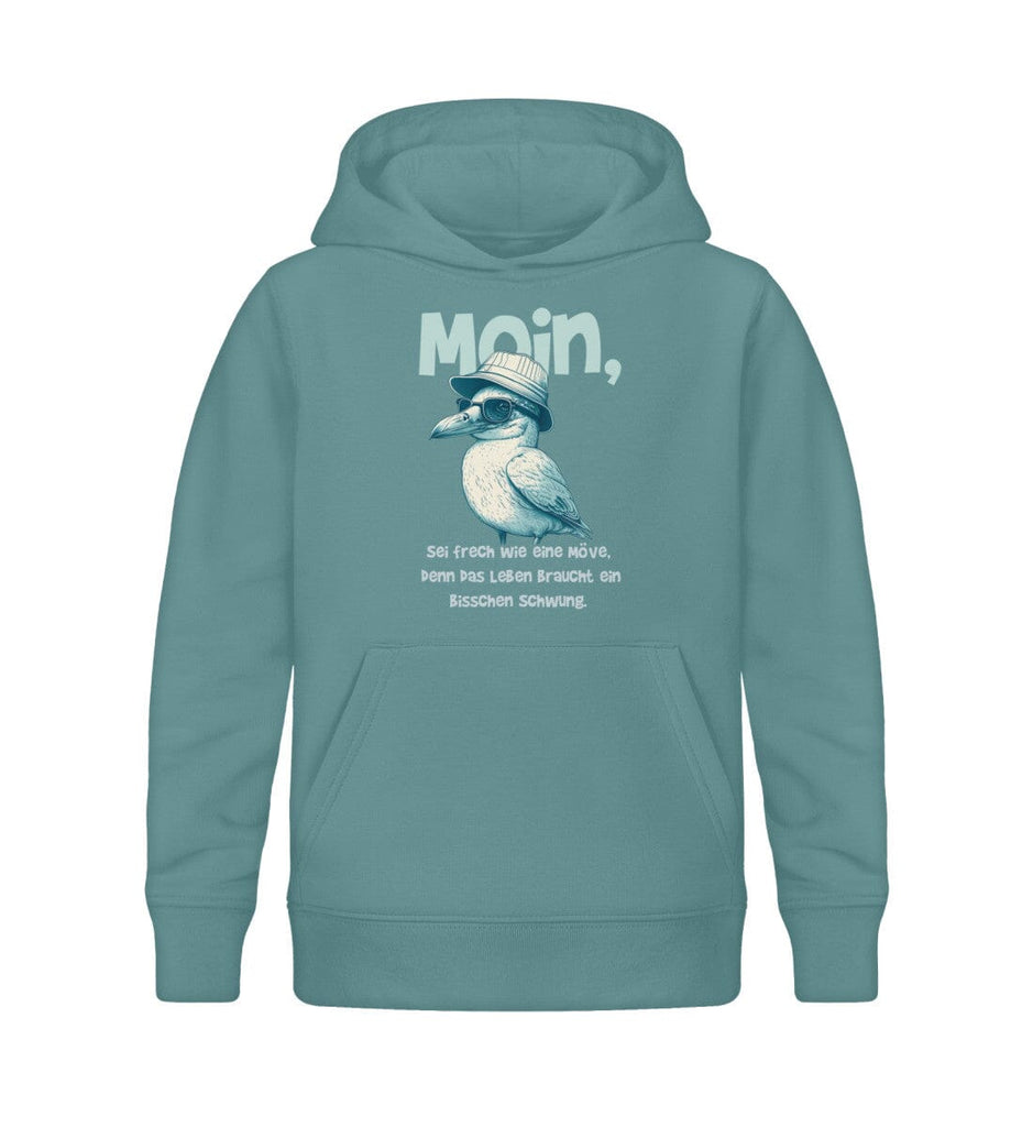 SEI FRECH WIE EINE MÖVE - Kinder Organic Hoodie ST/ST Mini Cruiser Hoodie ST/ST Shirtee Teal Monstera 12/14 (152/164) 