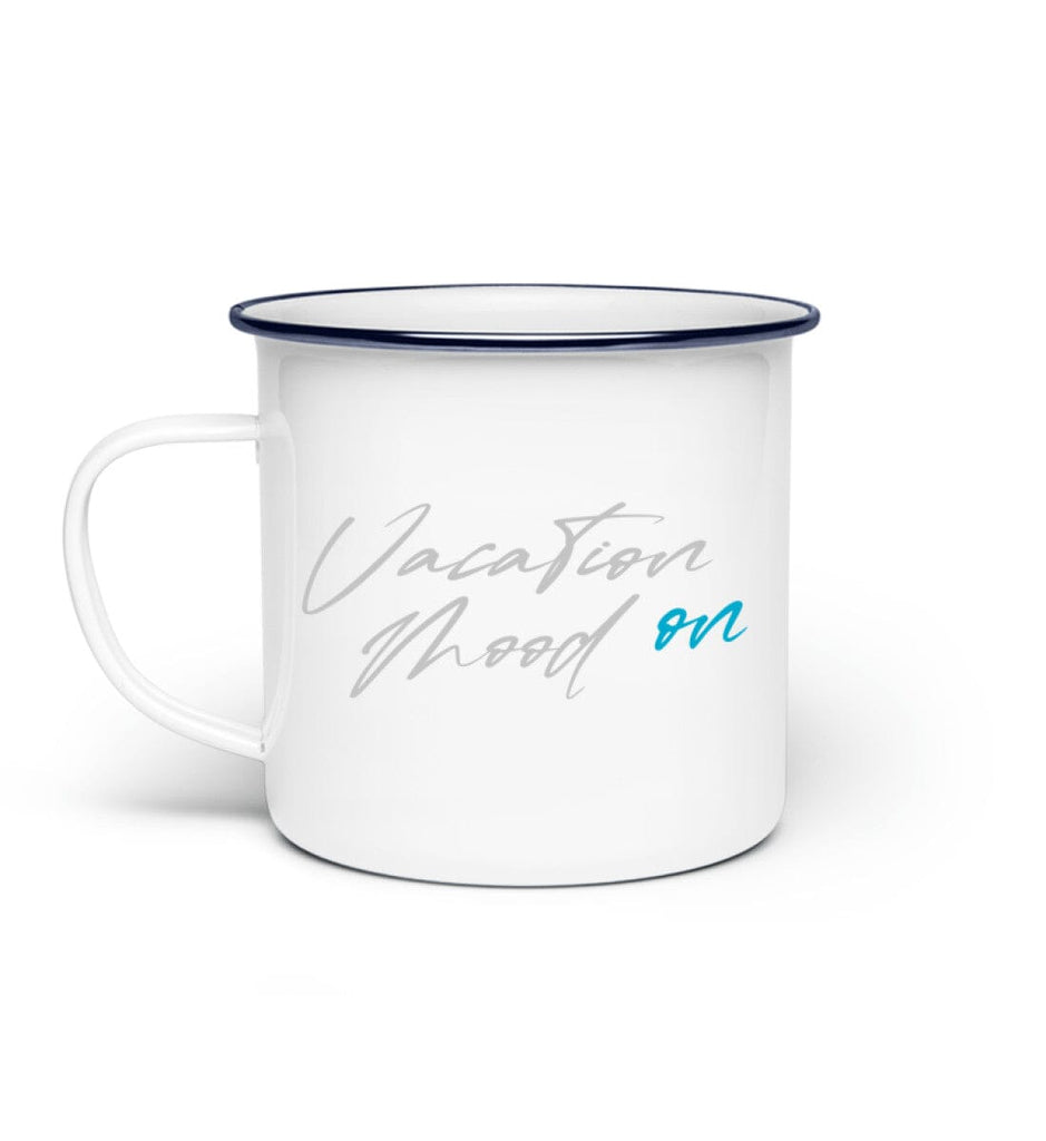 VACATIN MOOD ON - Emaille Tasse Emaille Tasse Shirtee White Einheitsgröße 