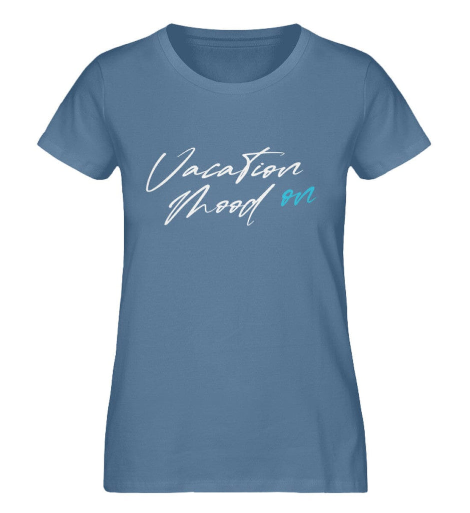 VACATION MOOD ON - Damen Premium Organic Shirt Expresser T-Shirt ST/ST Shirtee Mid Heather Blue XS 