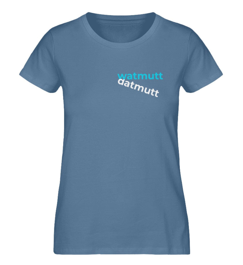 WATMUTTDATMUTT - Damen Premium Organic Shirt Expresser T-Shirt ST/ST Shirtee Mid Heather Blue XS 