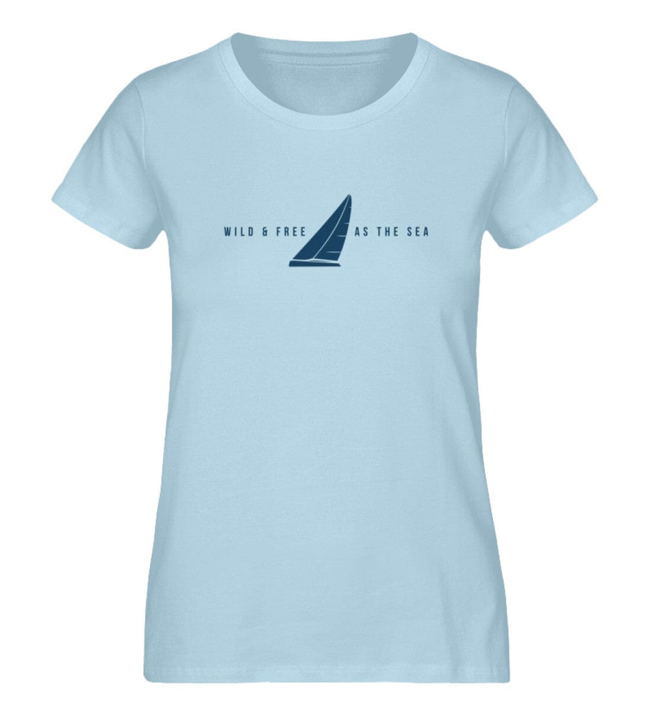 WILD AND FREE AS THE SEA - Premium Organic Shirt Expresser T-Shirt ST/ST Shirtee Sky Blue S 