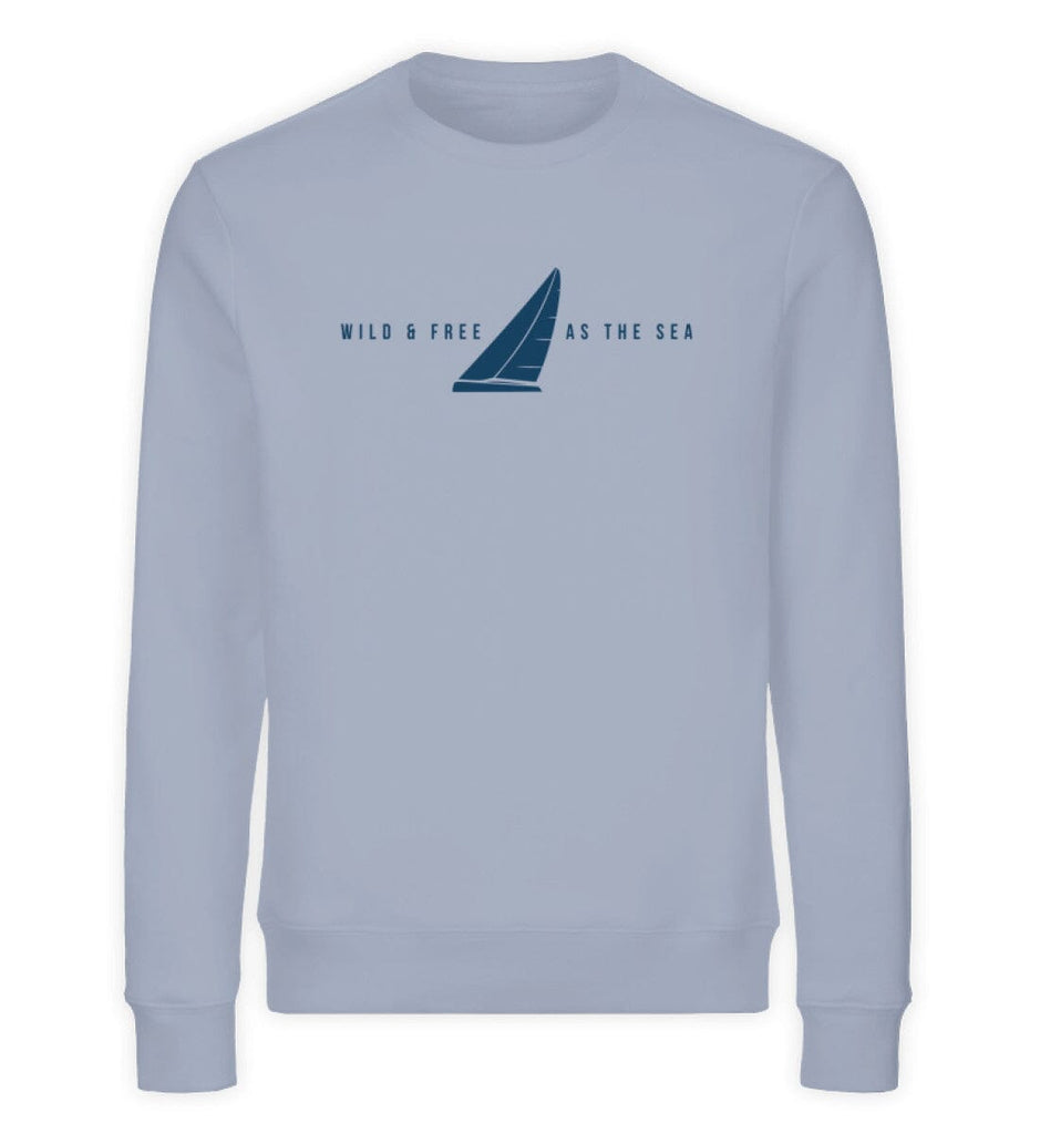 WILD AND FREE AS THE SEA - Unisex Organic Sweatshirt Changer Sweatshirt ST/ST Shirtee Serene Blue XS 