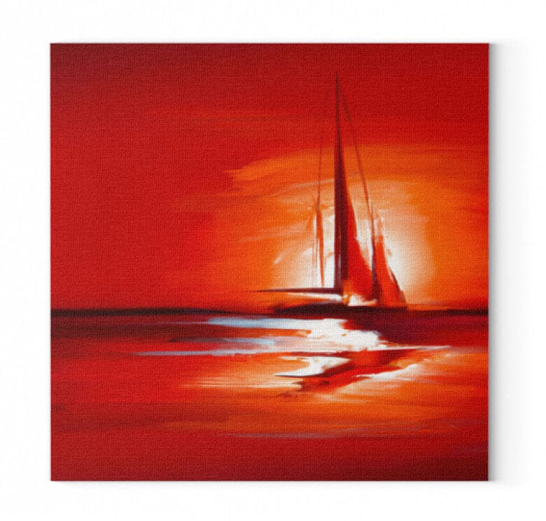 YACHT SUNSET - Leinwand mit Keilrahmen Leinwand 45x45cm Shirtee 